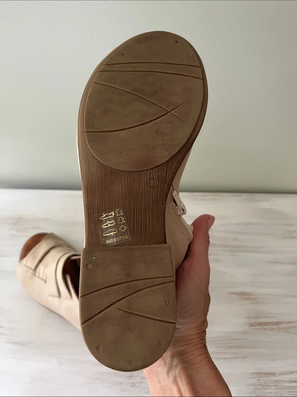 Miz Mooz Beige Leather  Sandal Booties